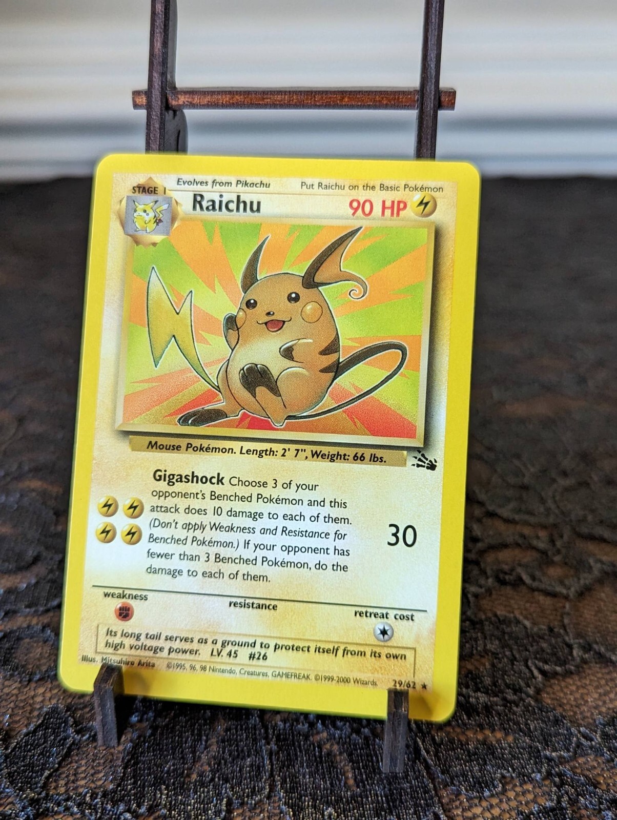 Pokémon TCG Raichu Fossil 29 Regular Unlimited Rare - Vintage 1999