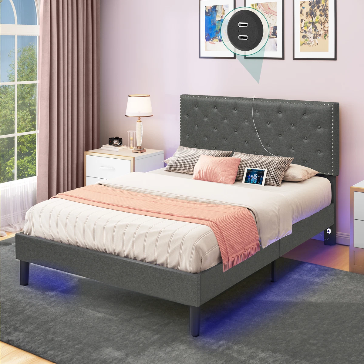 Queen diamond on sale bed frame