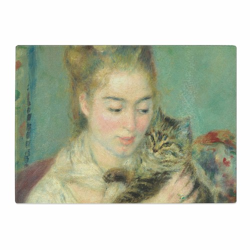 Frau mit Katze von Pierre-Auguste Renoir Schneidebrett Glas strukturiert Küche - Bild 2 von 5