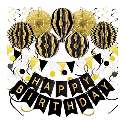 Birthday Bunting Paper Circle Streamers Honeycomb