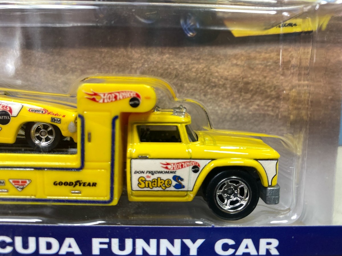 1/64 HOT WHEELS TEAM TRANSPORT 1972 PLYMOUTH CUDA FUNNY CAR RETRO