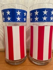 Vintage 2 Libbey American Flag  Glasses   Red/White/Blue Free Shippings