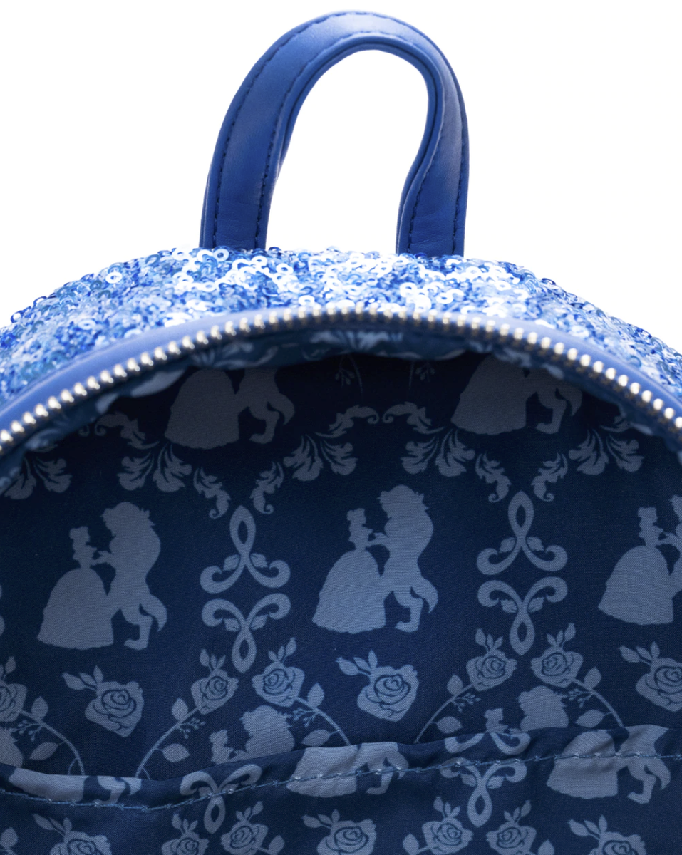 Loungefly Disney Beauty & The Beast Snow Globe Mini Backpack Rare New Loungefly Disney Beauty and the Beast Snow Globe Sequin Mini  main image 3