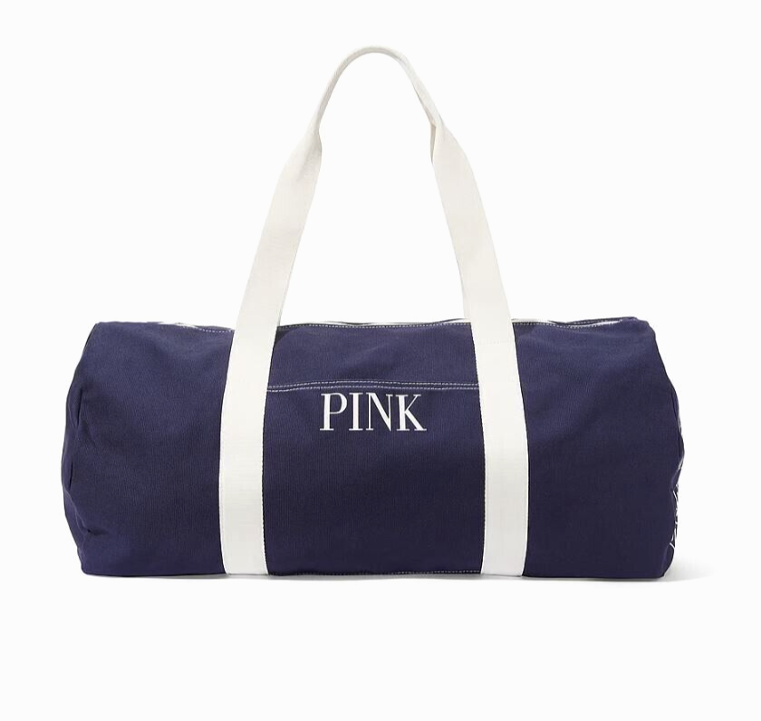 Victoria Secret Gym Travel BAG Sport FITNESS TOTE NAVY DUFFLE  CANVAS Retail $50