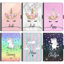 Initial Unicorn Case, Personalised Universal Flip Cover for Samsung Tab A7/S7/S5