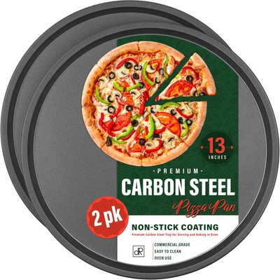 13 Inch Carbon Steel Pizza Pan Premium Non-Stick Coating Commercial Grade Ser...