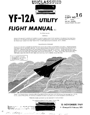 413 Page 1969 1971 YF-12A-1 YF-12A SR-71 Blackbird Utility Flight Manual on CD
