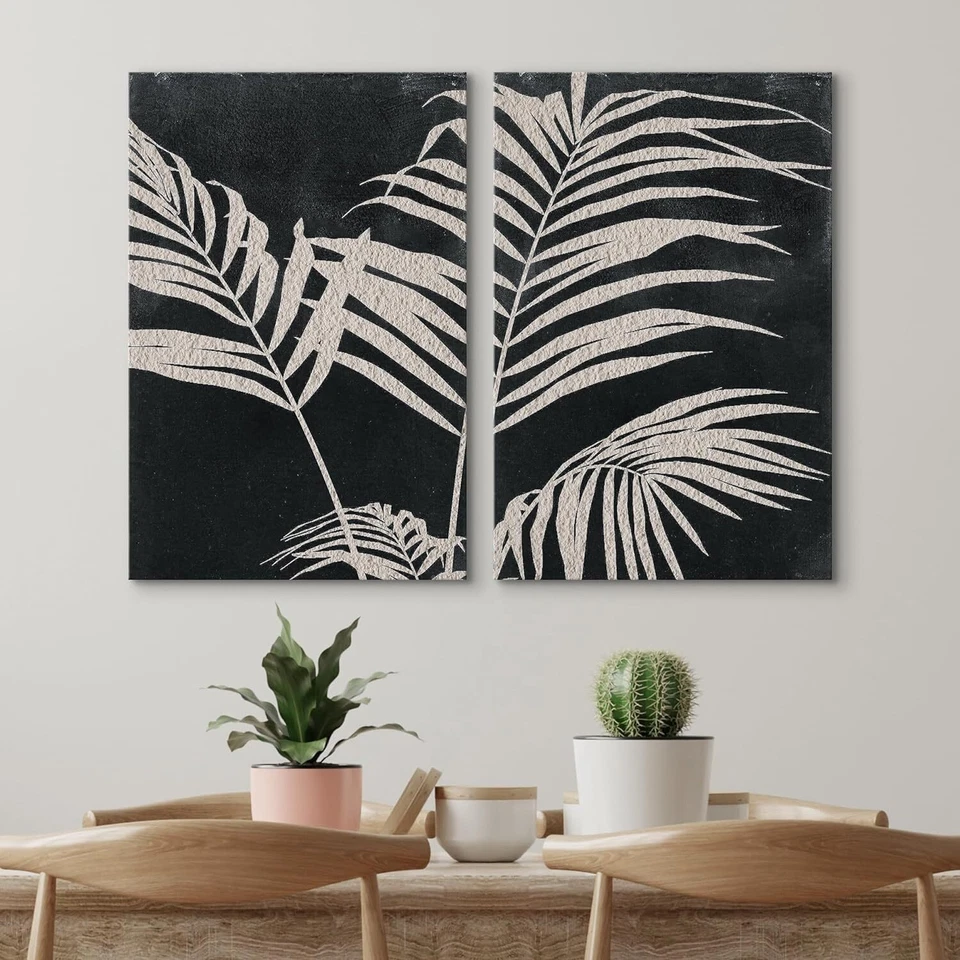 Impresiones en lienzo minimalistas de bellas artes en la oscuridad Wall26 hoja de palma decoración de pared Foto 4 de 4