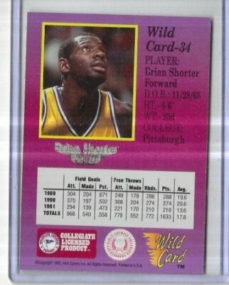1992 AAA Sports Inc Wild Card Collegiate #34 Brian Shorter