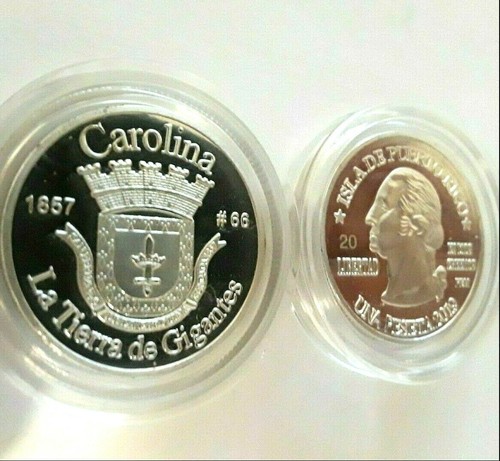 PESETA CAROLINA 2019 Serie Pueblos PORTO RICO Plata Boricua Silver Quarter - Foto 1 di 12