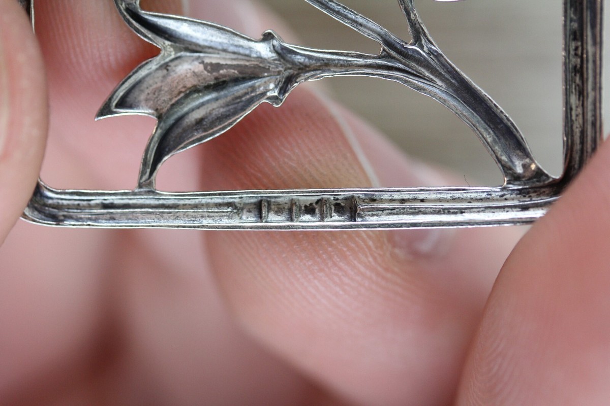 ART DECO FLOWER FRAMED STERLING SILVER 925 BROOCH PIN RETRO PRETTY SIGNED View 3