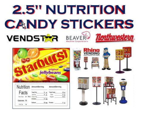 2,5 x 2,5 Bulk Vending Label Candy Machine Naklejka Gumball STARBURST JELLY BEANS - Zdjęcie 1 z 1