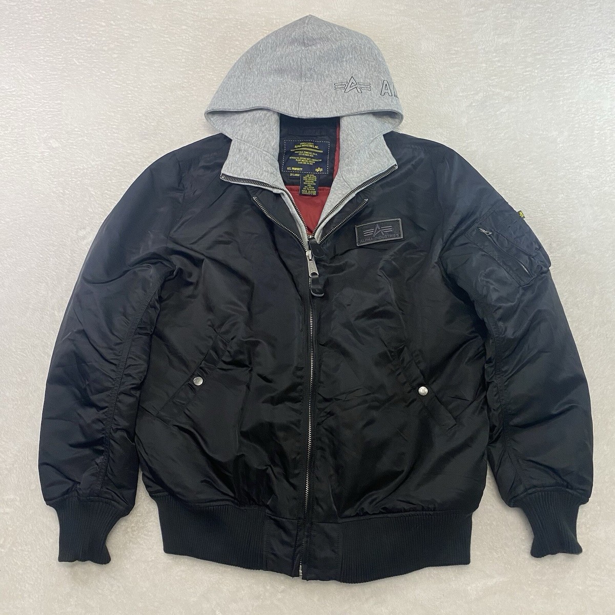 Alpha Industries MA-1 Flight Bomber Jacket Mens XXL Black D-Tec