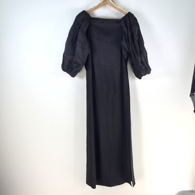 NEW Esse studios dress womens aus 6 black maxi 3/4 sleeve zip 113856