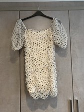SHEIN NEW Without Tags Beige Off Shoulder Polka Dot Ruched Bodycon Dress Size S