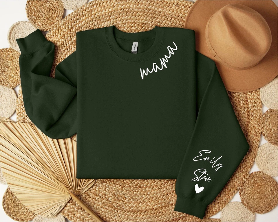 Personalized Mama Sweatshirt Custom Mom Mother Kids Names on Sleeve Mothers Gift - Image 4 of 4