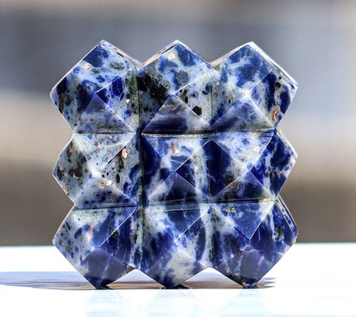 65MM Blue Sodalite Crystal 54 Pyramids Sodalite Gemstone Cube Healing 54 Pyramid - Picture 2 of 10