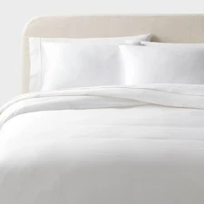 Full/Queen Luxe Lyocell Duvet Cover and Sham Set White - Threshold