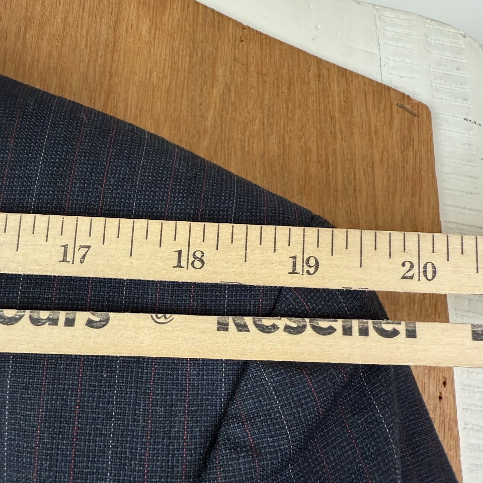 VINTAGE Double Breasted Suit Mens 44R Gray Pinstripe Wool Pants 42x30 Lanerossi - Image 4 of 4