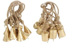 Set of 20 Pieces Golden Metal Hanging Christmas Bells  Gold Christmas Orname...