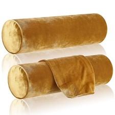 2 Pcs Luxury Velvet Round Pillowcase 4 x 17 Inches Cervical Neck Roll Bolster...