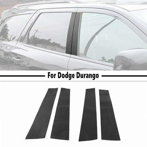 For Dodge Durango 2011-2026 Carbon Fiber Pillar Post Window Door Trim Cover 4PCS