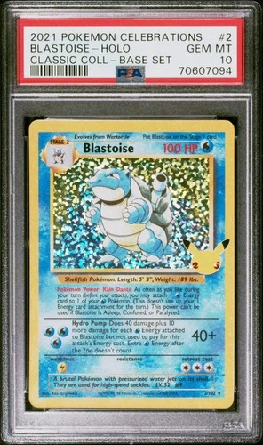 2021 POKEMON CELEBRATIONS CLASSIC COLLECTION #2 BLASTOISE -  HOLO PSA 10