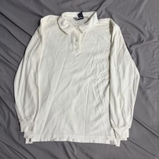 Vintage 90s Lands End Women’s White Longsleeve Polo Shirt Sz Medium Made In USA