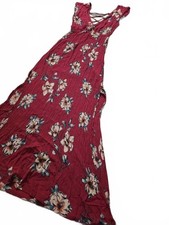 Billabong Red Floral Maxi Dress with Crisscross Back
