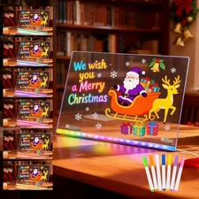 LED Note Board with 7 Colors, Acrylic Dry Erase Board with Light 11.8"x7.9" Led