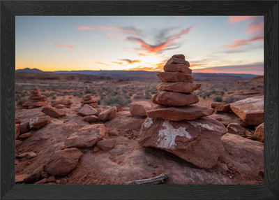 Rocky Cairns bei Sonnenuntergang gerahmtes Wandbild Poster Leinwanddruck Bild