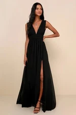 Lulus Women Heavenly Hues Maxi Dress Black Medium