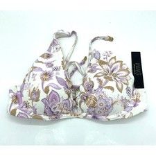 Victorias Secret Swim Floral Scalloped Underwire Bikini Top White Purple 32B