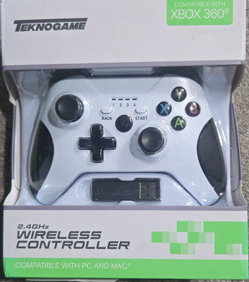 Teknogame 2.4GHz Wireless Force Feedback Controller White for Xbox 360 PC Mac