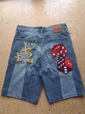 Mega Seltene Palace X Evisu Long Denim Short Light Wash/ GR 34 / LOT 2008