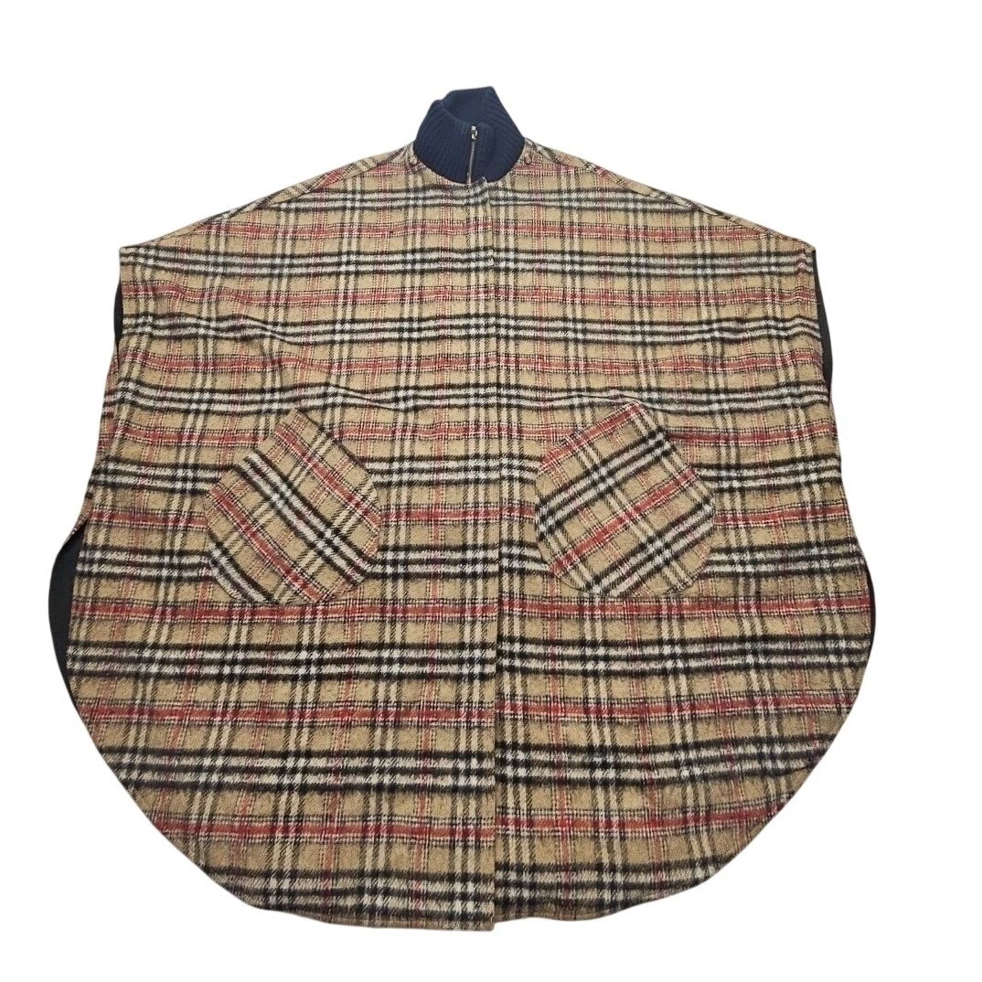 Gorgeous Vintage Rain Shredder Reversible Wool Plaid Rain Cape Poncho Size Small