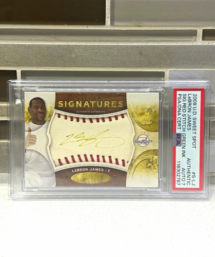 LeBron James Auto UD 2009 Sweet Spot #S-LJ Green Ink Autograph PSA AUTO 7 Cavs 