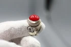 Old Pawn 925 Sterling Silver Vintage Southwestern Coral Tribal Ring Size 8