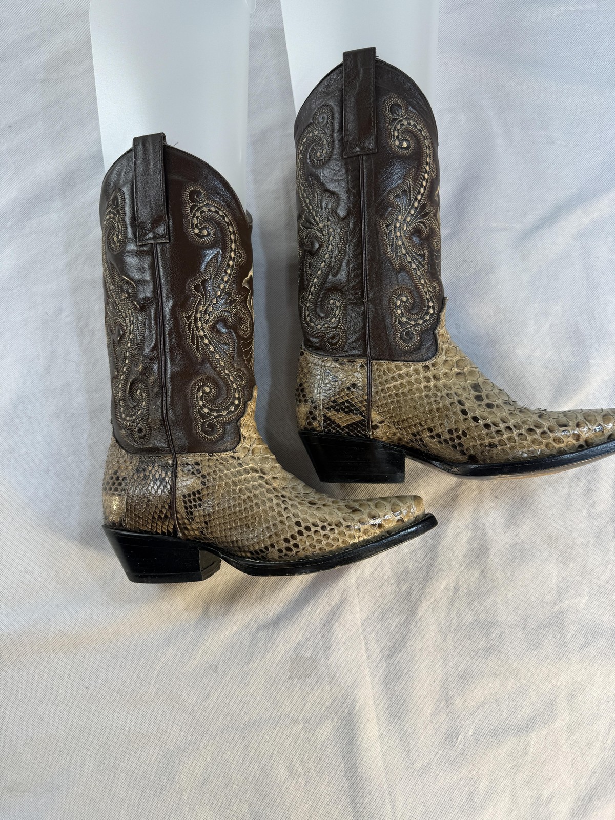 Python Cowboy Boots Womens Size 6 Brown Leather W… - image 3