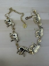 Vintage 80s Goldtone Elephant Link Belt Chain Belly 28-37" Adjustable