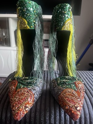 ALEXANDER MCQUEEN PUNK RUNWAY BEADED FRINGE D'ORSAY PUMPS Size 36 1/2 EU
