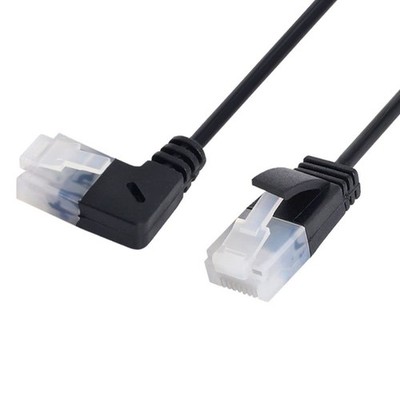 Cat6 RJ45 Ultra Slim Ethernet 90 Degree Left Angled Extension Cable for Laptop