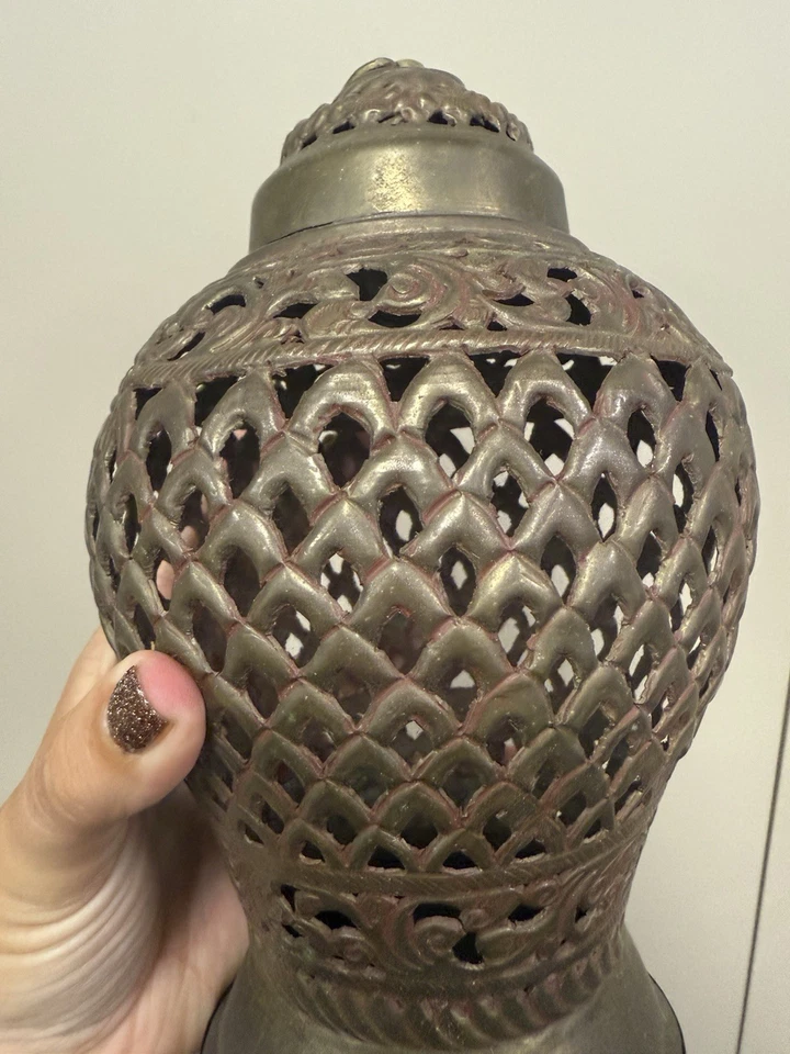 Classic Vintage Moroccan Outdoor Metal Lantern, MEast Art, Hanging Light Fixture - Image 2 of 4