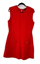 MAJE Size 40 Red A-Line Wool Blend Knit Short Sweater Dress Cocktail Travel