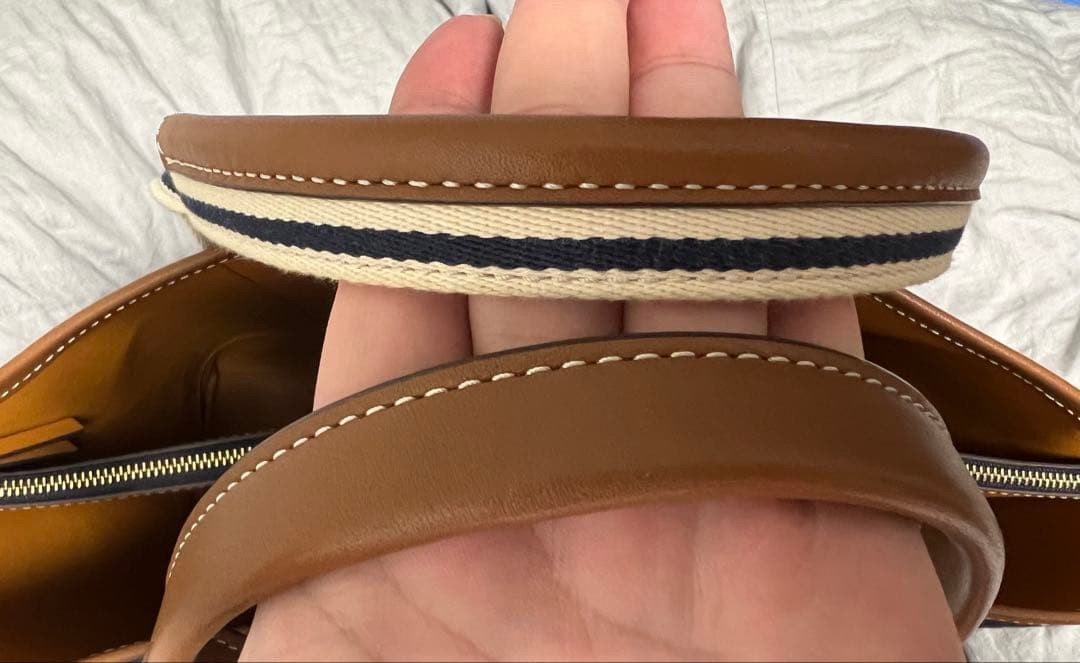 Tory Burch Perry Multistripe Canvas Leather Navy Tote Bag Women's From Japan thumbnail 17