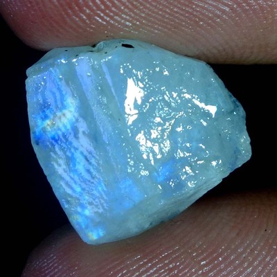 100% Natural Power Blue Fire Rainbow Moonstone Rough Slab Gemstone Material SD12