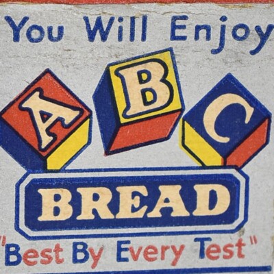 1940s ABC Bread Best By Every Test Rich Milk Fresh At Grocery Bakery Matchbook