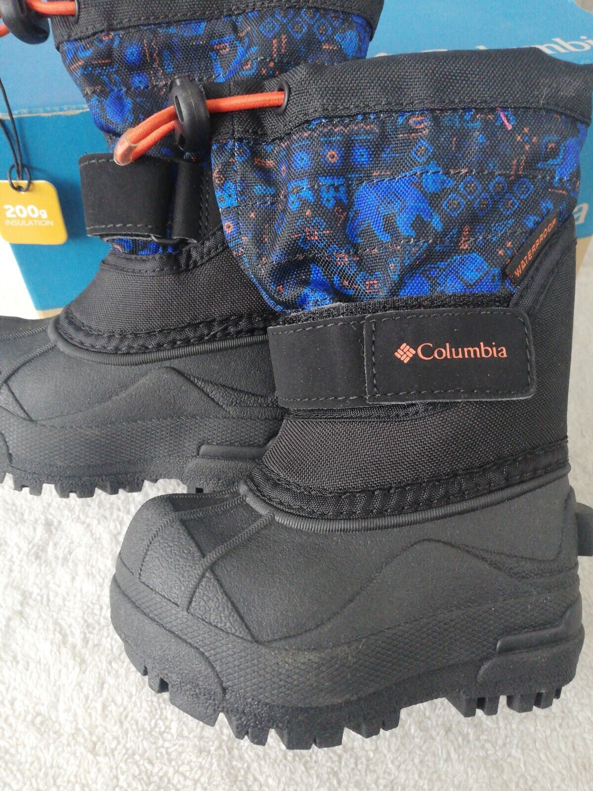 Columbia Kid's Size 4 Plus II Print Waterproof Powder Bug Snow Boots New
