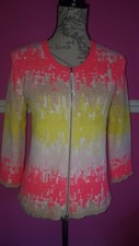 Bnwot New Marc Cain Textured Multi Coloured Zipped Jacket N4 3/4 Sleeve Look