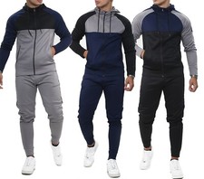 NEW Mens Tracksuit Zip Up Hoodie Slim Fit Gym Exercise Jogging Bottoms Pants Set